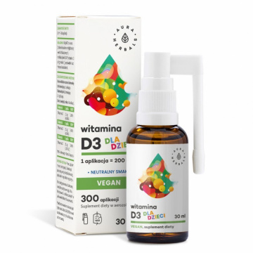 Aura Herbals Witamina D3 dla dzieci Vegan aerozol, 30 ml