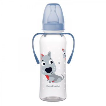 Canpol babies butelka wąska z uchwytem "Cute Animals" 250 ml, 1 szt