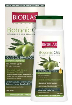 Bioblas Botanic Oils, szampon z oliwą z oliwek, nawilżanie i regeneracja, do wszystkich typów włosów, 360ml