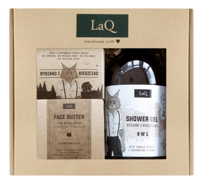 LaQ Zestaw prezentowy Ryś (żel pod prysznic 500ml+masło do twarzy 50ml+mydło kostka 85ml)