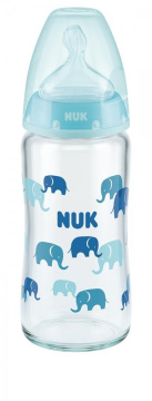 NUK butelka szklana 0-6 m rozmiar M 240 ml (niebieska), 1 sztuka