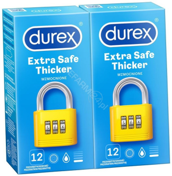 Durex Extra Safe prezerwatywy wzmocnione zwiększona ilość lubrykantu, dwupak - 2 x 12 sztuk