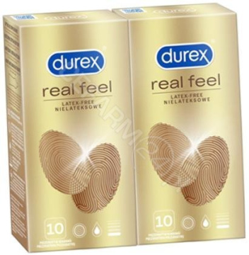 Durex Real Feel prezerwatywy gładkie bez lateksu, dwupak - 2 x 10 sztuk