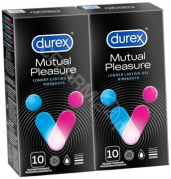 Durex Mutual Pleasure prezerwatywy prążkowane przedłużające stosunek, dwupak - 2 x 10 sztuk