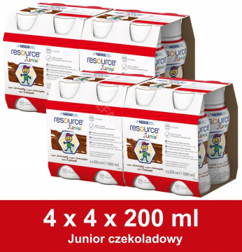 Resource Junior czekoladowy, czteropak - 16 x 200 ml