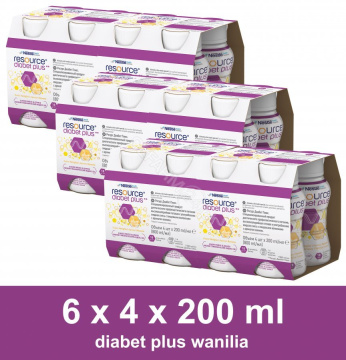 Resource diabet plus wanilia, sześciopak - 24 x 200 ml