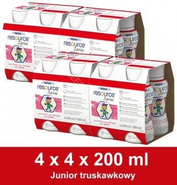 Resource Junior truskawkowy, czteropak - 16 x 200 ml