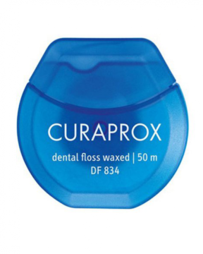Curaprox DF 834 woskowana nić dentystyczna o smaku miętowym, 50 m