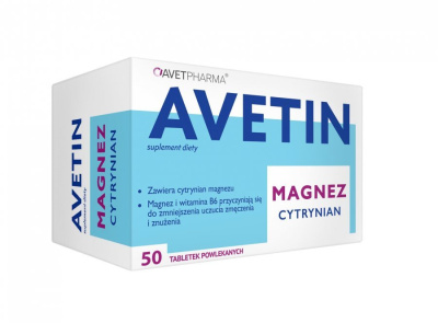 Avetin Magnez Cytrynian, 50 tabletek powlekanych