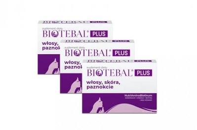 Biotebal PLUS włosy, skóra, paznokcie, trójpaku  - 3 x 30 tabletek