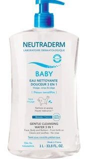 Neutraderm Baby, łagodna woda myjąca 3 w 1, bez spłukiwania, od urodzenia, 1000ml