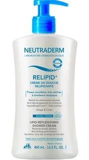 Neutraderm Relipid+, krem do mycia pod prysznic, odbudowujący warstwę lipidową, skóra wrażliwa, bardzo sucha i atopowa, 400ml