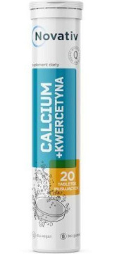 Novativ, Calcium + Kwercetyna, smak cytrynowy, 20 tabletek musujących