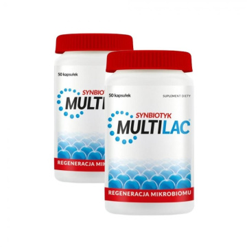 MULTILAC Synbiotyk (Probiotyk + Prebiotyk), dwupak - 2 x 50 kapsułek
