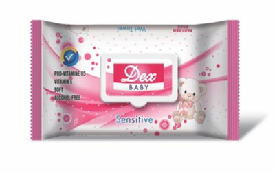 Dex Baby Soft Care chusteczki nawilżane dla dzieci z klipsem różowe, 72 sztuki