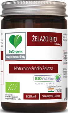 BeOrganic Żelazo BIO 10 mg, 50 tabletek