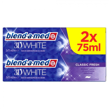 Blend-a-med 3d white classic fresh, pasta do zębów, duopak, 2 x 75 ml