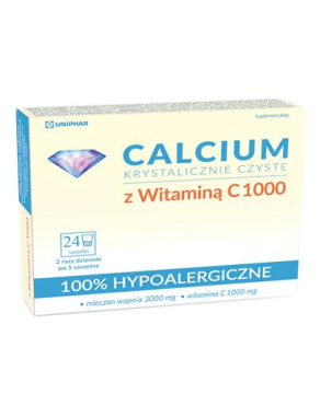 Calcium Krystalicznie Czyste z Witaminą C 1000, 24 saszetki