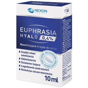 Euphrasia Hyalo, 0,4% nawilżające krople do oczu, 10 ml