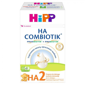 HIPP Ha 2 Combiotik, preparat do dalszego żywienia niemowląt po 6 miesiącu, 600 g