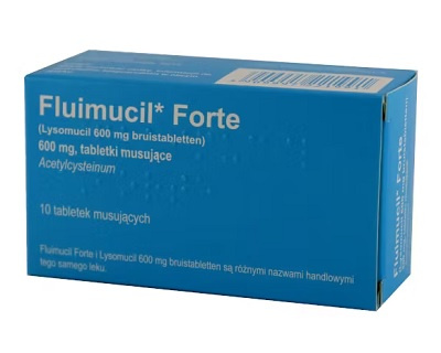 Fluimucil Forte 600 mg, 10 tabletek musujacych, IMPORT RÓWNOLEGŁY, Inpharm