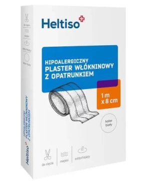 Heltiso, plaster włókninowy z opatrunkiem 1 m x 8 cm, 1 sztuka