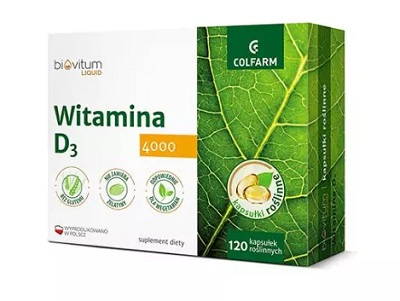 Biovitum Liquid, Witamina D3 4000, 120 kapsułek