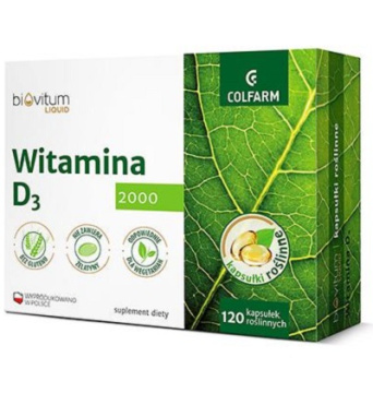 Biovitum Liquid, Witamina D3 2000, 120 kapsułek