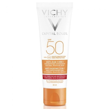 Vichy Ideal Soleil, krem przeciwstarzeniowy do twarzy 3w1 SPF 50, 50 ml