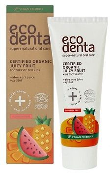 Ecodenta Cosmos Organic, pasta do zębów dla dzieci, smak owocowy, bez fluoru, 75 ml