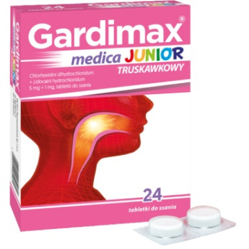 Gardimax Medica Junior truskawkowy, 24 tabletki do ssania