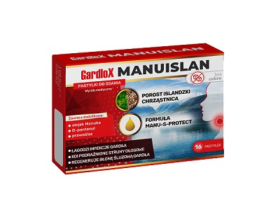 Gardlox Manuislan, 16 pastylek do ssania, bez cukru