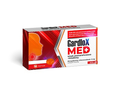 Gardlox Med, smak pomarańczowo - miodowy, 16 pastylek do ssania