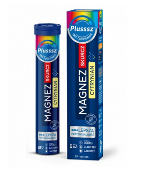 Plusssz Magnez Skurcz Cytrynian, 24 tabletki musujące
