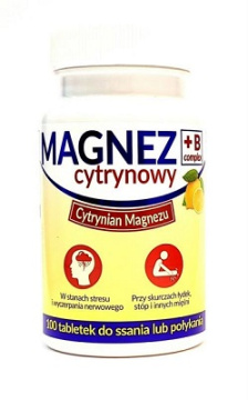 Magnez B Complex, smak cytrynowy, 100 tabletek