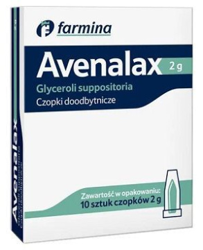 Avenalax 2g, czopki glicerolowe doodbytnicze, 10 sztuk
