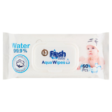 Aqua Wipes Fresh Baby, chusteczki nawilżane wodą, 60 sztuk