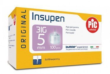 PIC Insupen 31 G 5 mm igły do penów insulinowych, Original, 100 sztuk