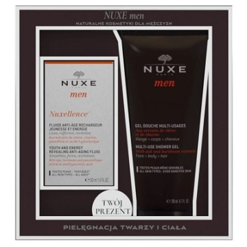 Nuxe Men Zestaw Nuxellence, fluid przeciwstarzeniowy, 50 ml + żel pod prysznic, 200 ml