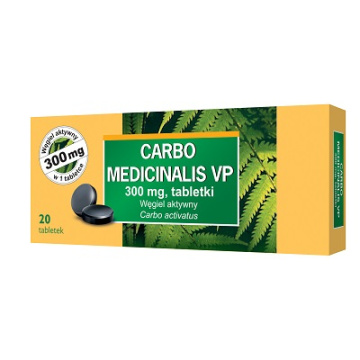 Carbo medicinalis VP - węgiel leczniczy 300 mg, 20 tabletek