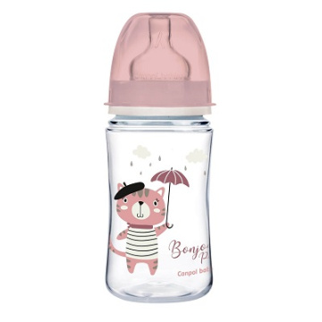 Canpol Babies, butelka szeroka antykolkowa różowa 240 ml, (35/232_pink), 1 sztuka