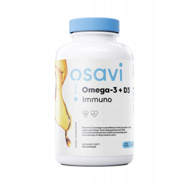 OSAVI, Omega-3 + witamina D3 Immuno, smak cytrynowy, 180 kapsułek