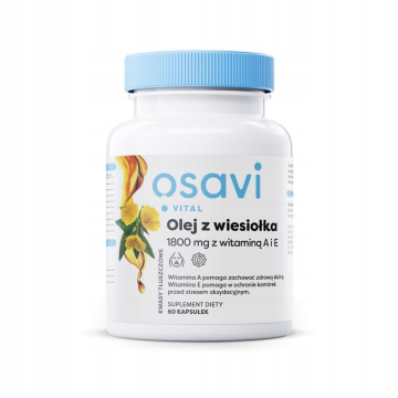 OSAVI, Olej z wiesiołka 1800 mg z witaminą A i E, 60 kapsułek