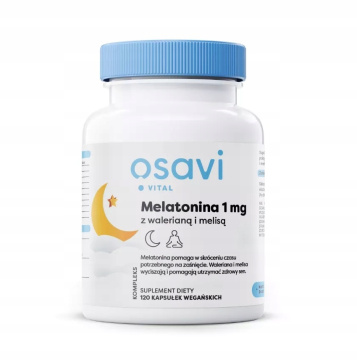 OSAVI, Melatonina 1 mg, z walerianą i melisą, 120 kapsułek