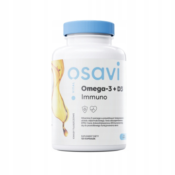 OSAVI, Omega-3 + Witamina D3 Immuno, o smaku cytrynowym, 120 kapsułek