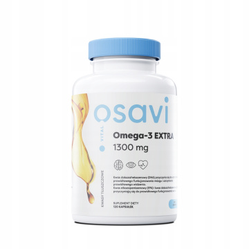 OSAVI, Omega-3 Extra 1300 mg, o smaku cytrynowym, 120 kapsułek