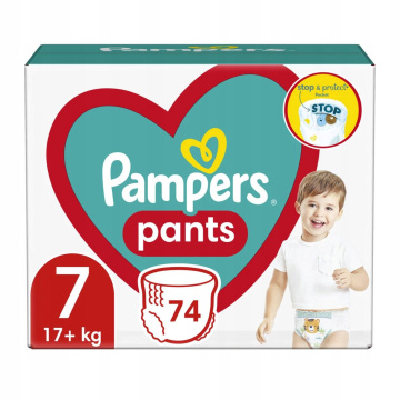 PAMPERS Pants pieluchomajtki rozmiar 7, 17 kg, 74 sztuki