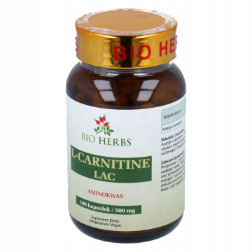 BIO HERBS L-karnityna LAC, Aminokwas 500 mg, 100 kapsułek