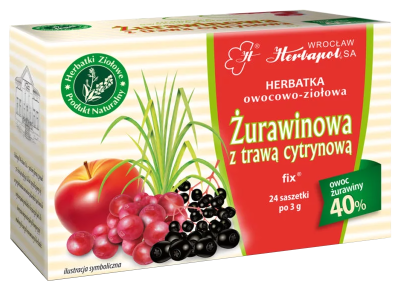 Herbapol Wrocław, Żurawinowa z trawą cytrynową fix, 24 saszetki