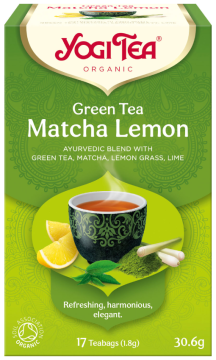 Yogi Tea, Green Tea Matcha Lemon, organiczna herbata ekologiczna, 17 torebek